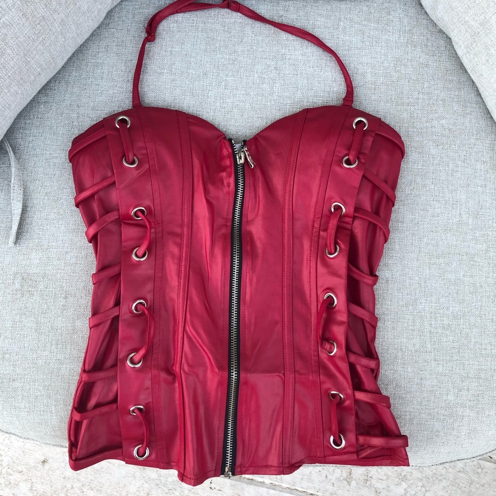 Hot pink halter top/corset